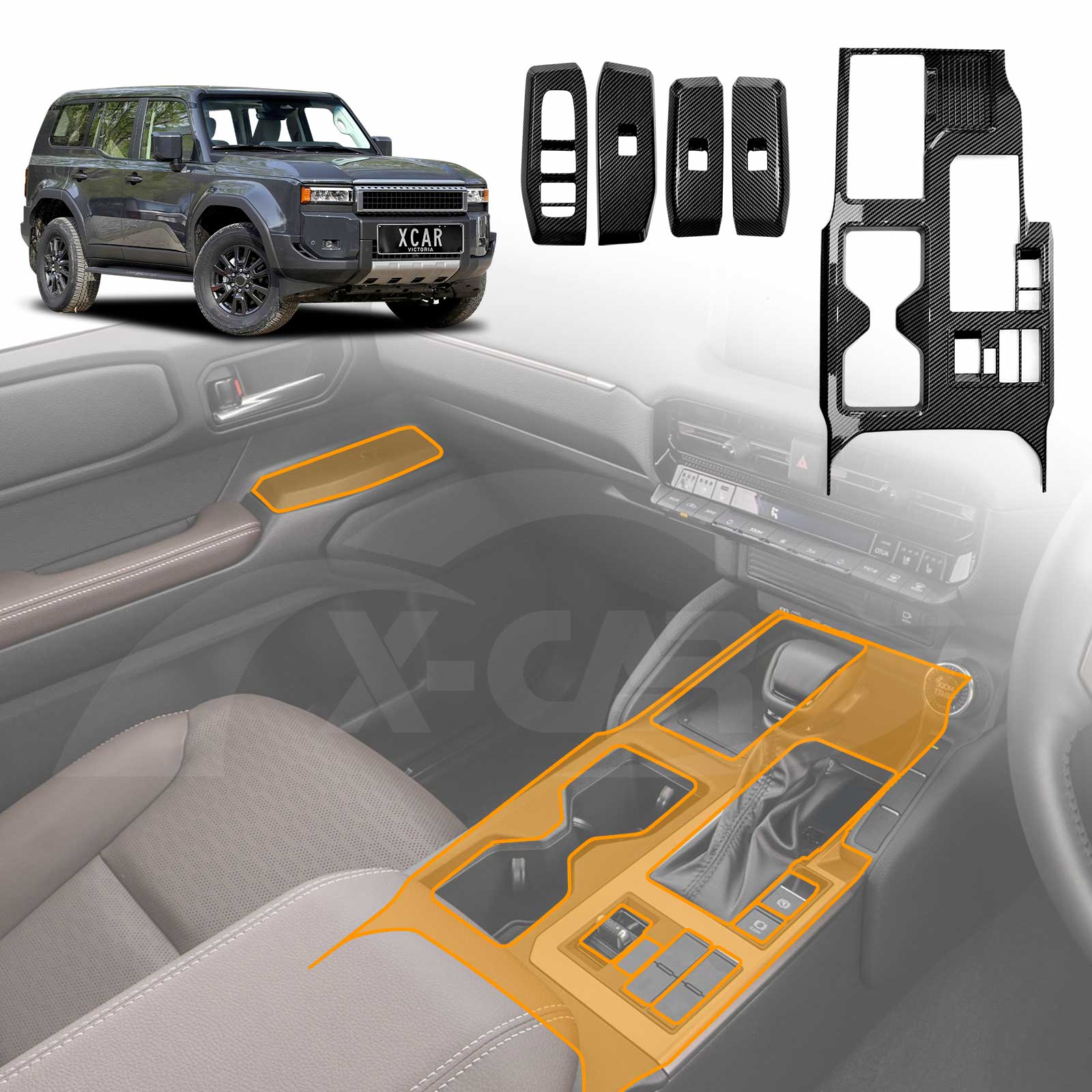 Gear Shift / Window Control Panel Trim for Toyota Prado 250 Series 2024-2025