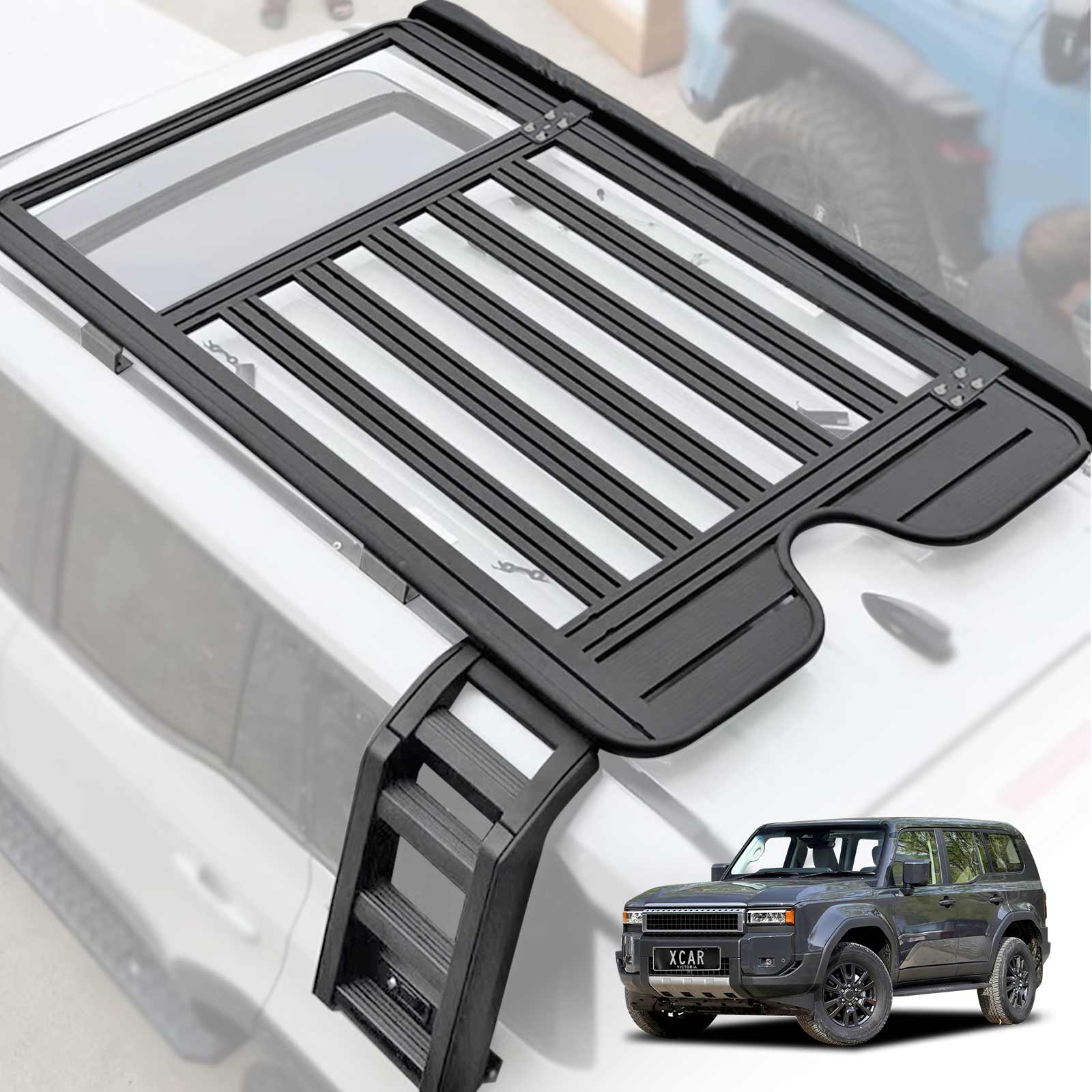 Roof Rack/ Side Ladder/ LED Awning for Toyota Prado 250 Series GX 2024 ...