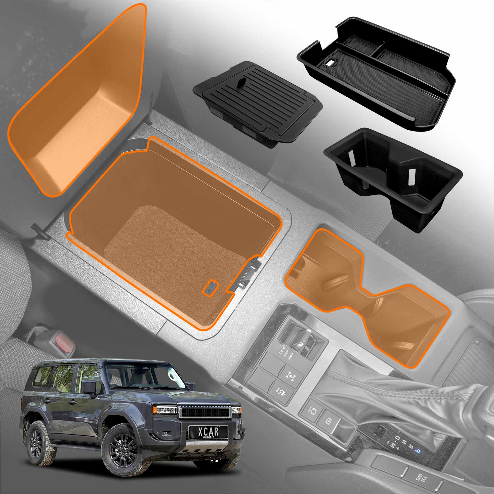 Centre Console Organizer Tray for Toyota Prado 250 Series GX/GXL witho ...