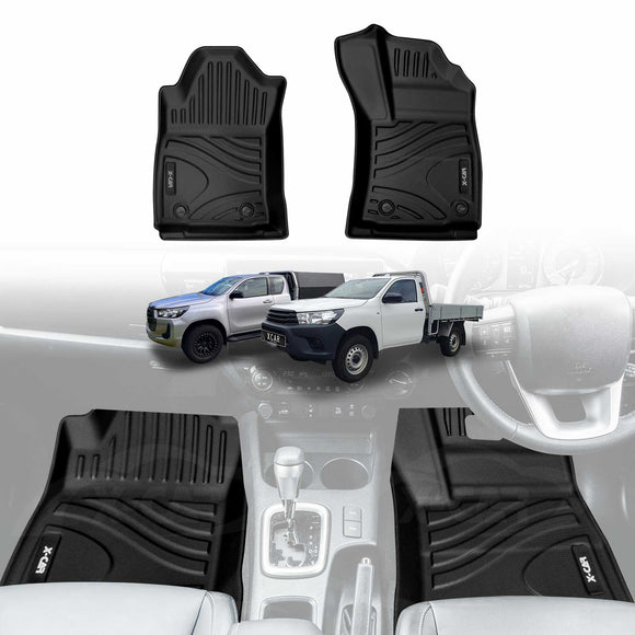 3D Front Floor Mats for Toyota Hilux Auto Single / Extra Cab 2016-2025 All-Weather Car Liners