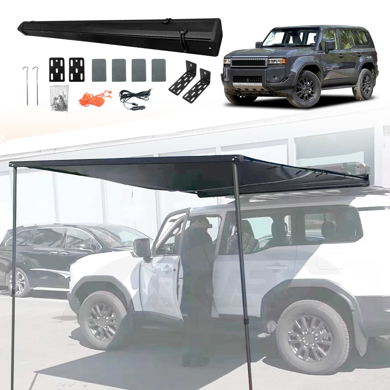 Roof Rack Rear Ladder LED Awning for Toyota Prado 250 Series VX/Kakadu/Altitude 2024-2025
