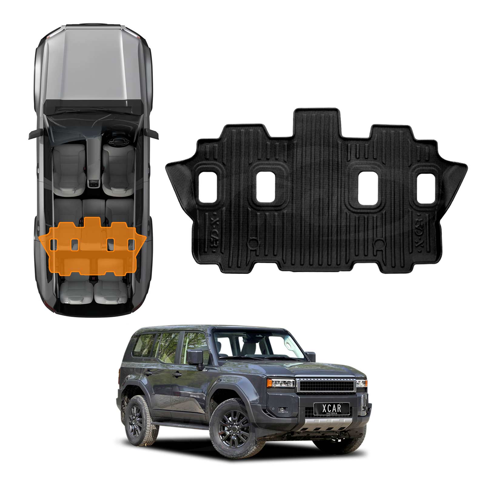 3D Floor Mats for Toyota Prado 250 Series 7-Seater 2024-2025 All-Weather Car Liners [NEW DESIGN]