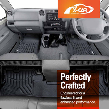 3D Floor Mats for Toyota Landcruiser 70/79/76 Series 2012-Onwards All-Weather Car Liners - 0