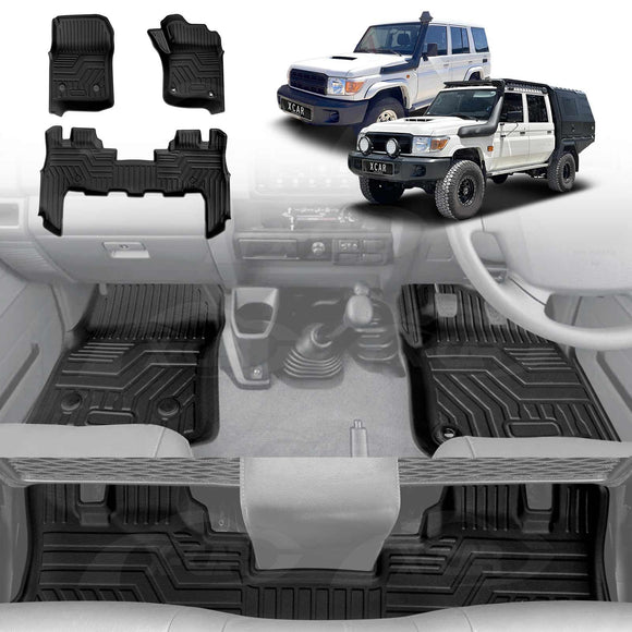 3D Floor Mats for Toyota Landcruiser 70/79/76 Series 2012-Onwards All-Weather Car Liners