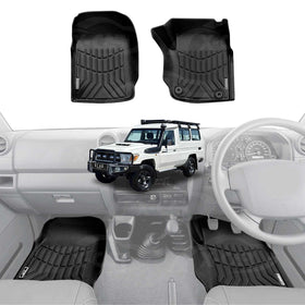 3D Front Floor Mats for Toyota Land Cruiser 78 Series Troop Carrier 2012-Onwards All-Weather Car Liners