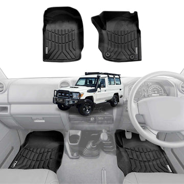 3D Front Floor Mats for Toyota Land Cruiser 78 Series Troop Carrier 2012-Onwards All-Weather Car Liners