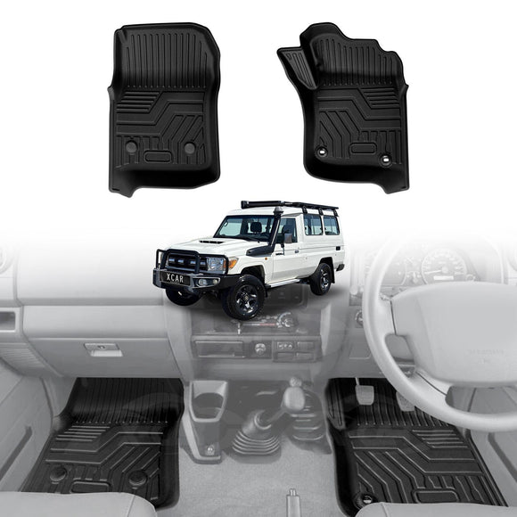 3D Front Floor Mats for Toyota Land Cruiser 78 Series Troopcarrier 2012-Onwards All-Weather Car Liners