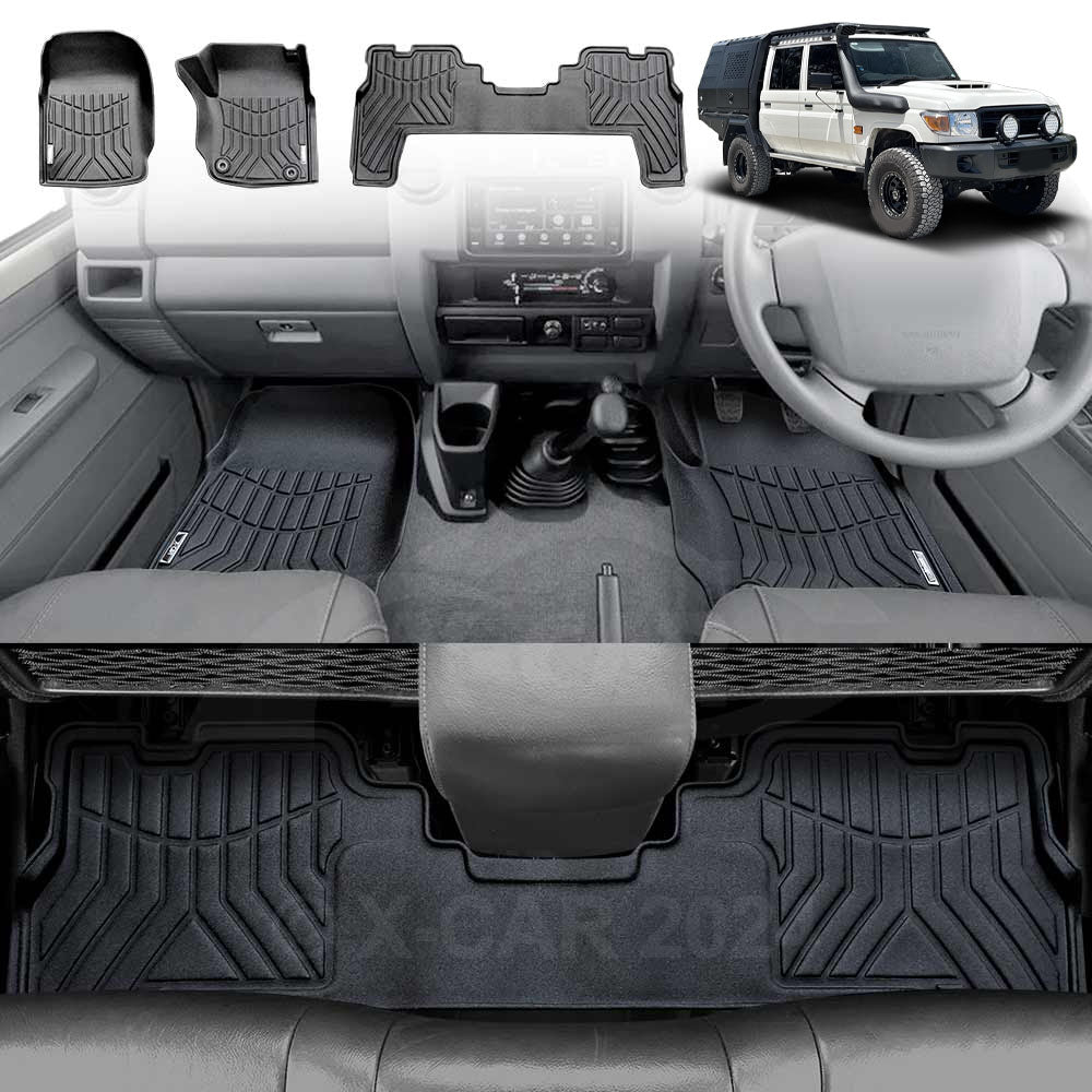 3D Floor Mats for Toyota Landcruiser 70/79/76 Series Dual Cab 2012-2022 All-Weather Car Liners