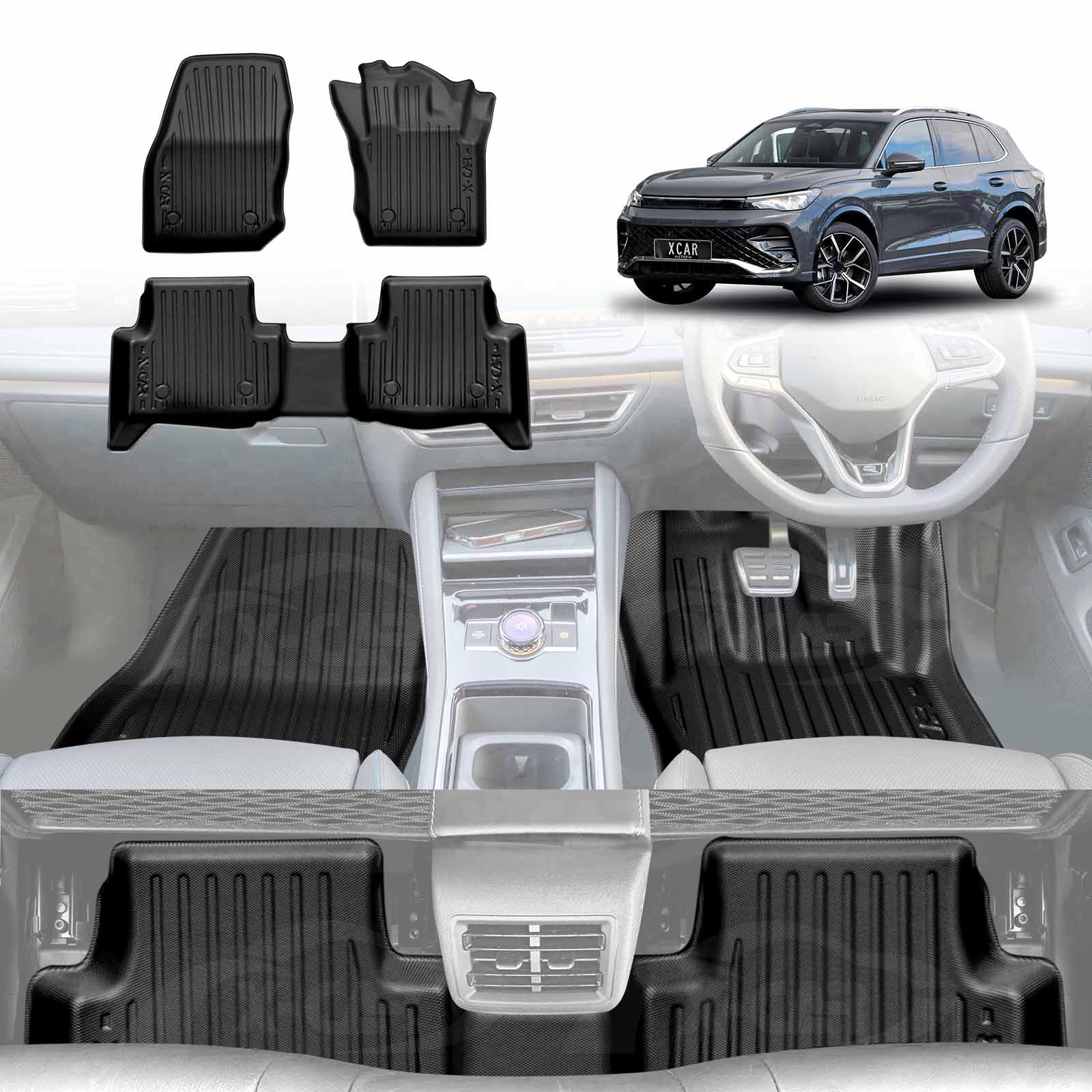 3D Floor Mats for Volkswagen VW Tiguan 3rd Gen CT Series 2025-Onwards All-Weather Car Liners