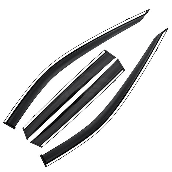 Set of four X-CAR weathershields designed for Nissan X-Trail T33 SUV product image in a white background.
