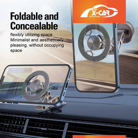 Foldable Magnetic MagSafe Phone Holder for iPhone and Android Adjustable Dashboard & Windshield Mount with Alloy Construction - 0