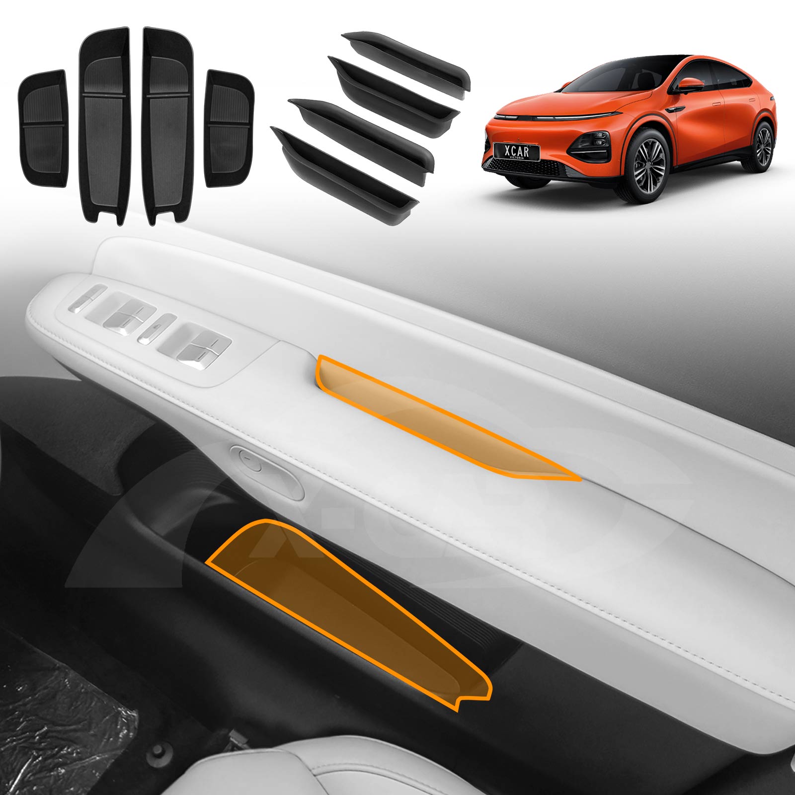 Door Handle & Side Storage Box Tray for Xpeng G6 2024-Onwards Pocket Organizer