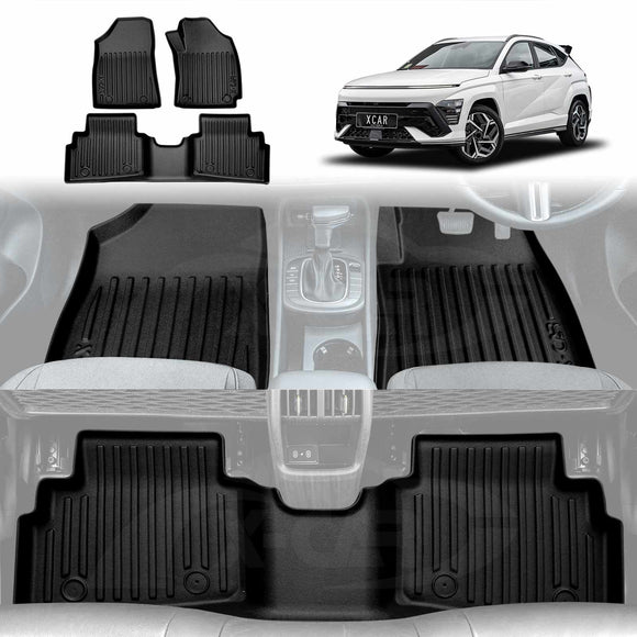 3D Floor Mats for Hyundai Kona 2023-Onwards All-Weather Car Liners