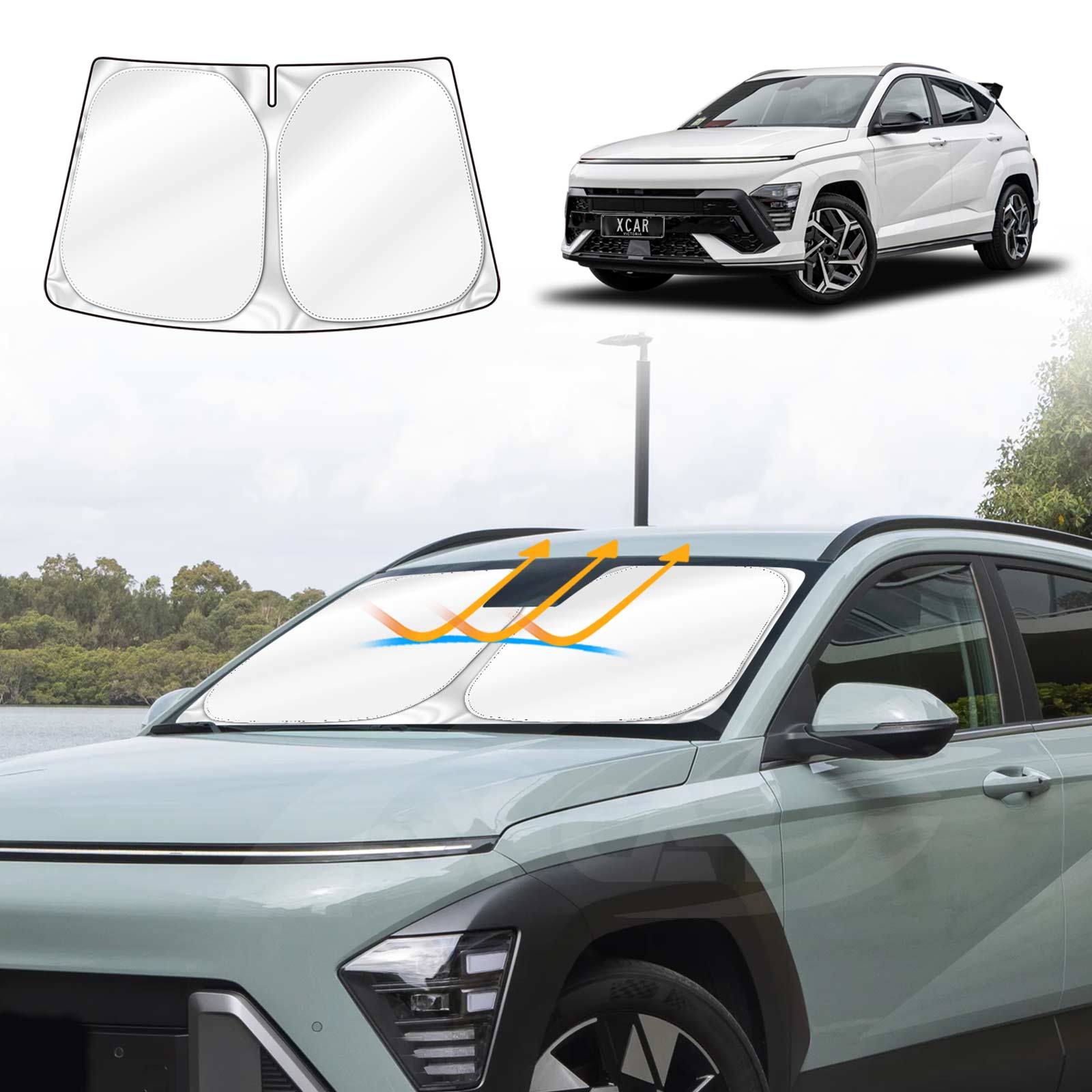 WindScreen Sun Shade for Hyundai Kona 2023-2025 WindShield Blind