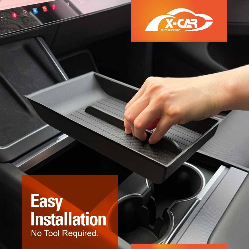 Tesla Model Y Orta Konsol Saklama Kabı - Kaymaz Matlı Düzenleyici - ABS PVC Tesla Model Y Orta Konsol Saklama Kabı - Kaymaz Matlı Düzenleyici - ABS PVC