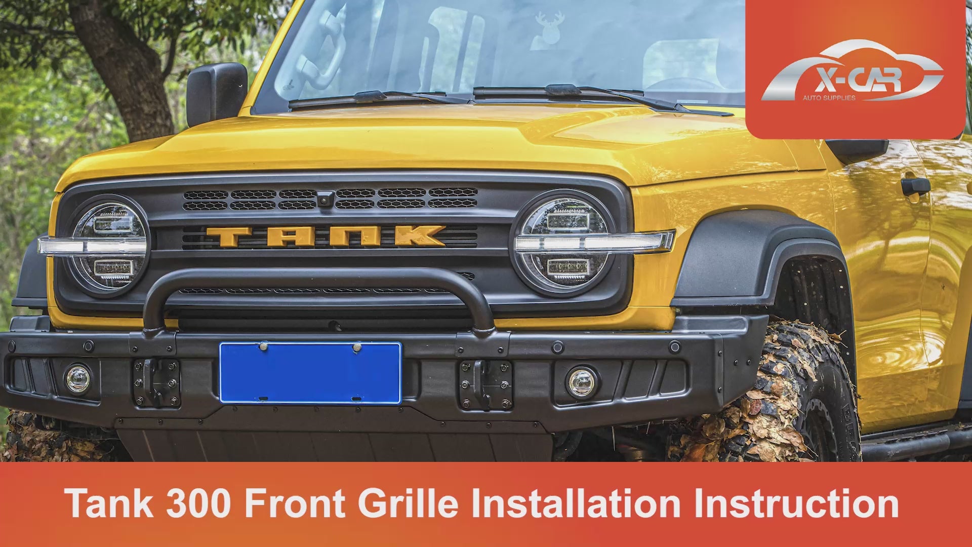Front Bumper Grille with Led Light for GWM Tank 300 2023-2025 Mesh Frame Exterior-3