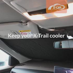 X-CAR windscreen sun shade installed on Nissan X-Trail T33 SUV car windscreen product overview video.
