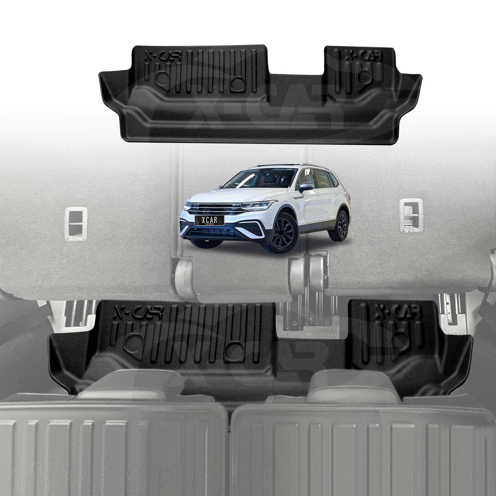 3D Floor Mats for Volkswagen VW Tiguan Allspace 2018-2024 All-Weather Car Liners