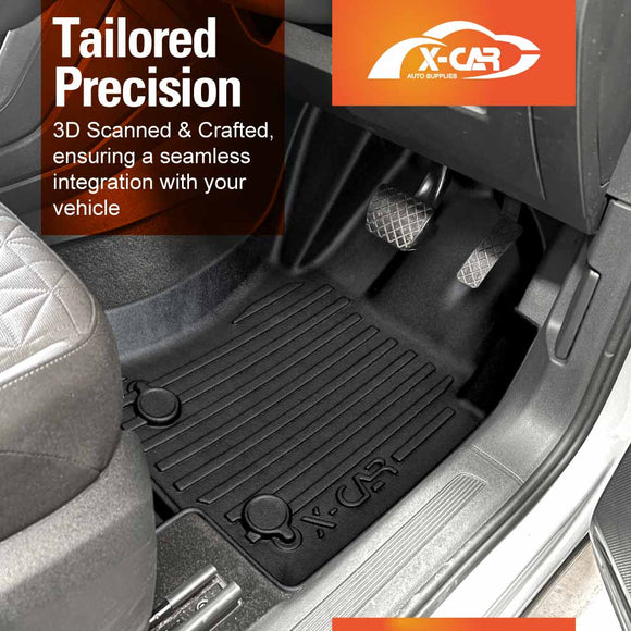 3D Floor Mats for Volkswagen VW Tiguan Allspace 2018-2024 All-Weather Car Liners