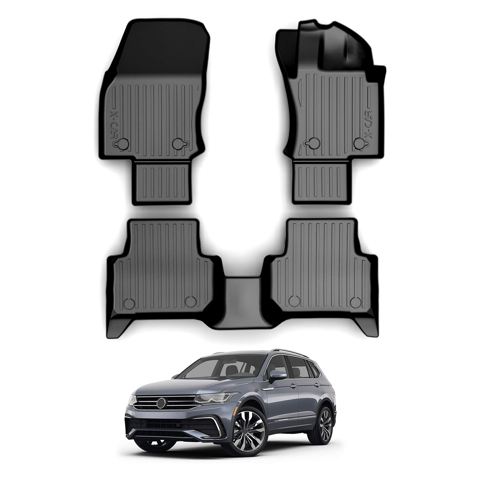 3D Floor Mats For Volkswagen VW Tiguan 2016-2024 All-Weather Liners | X-CAR