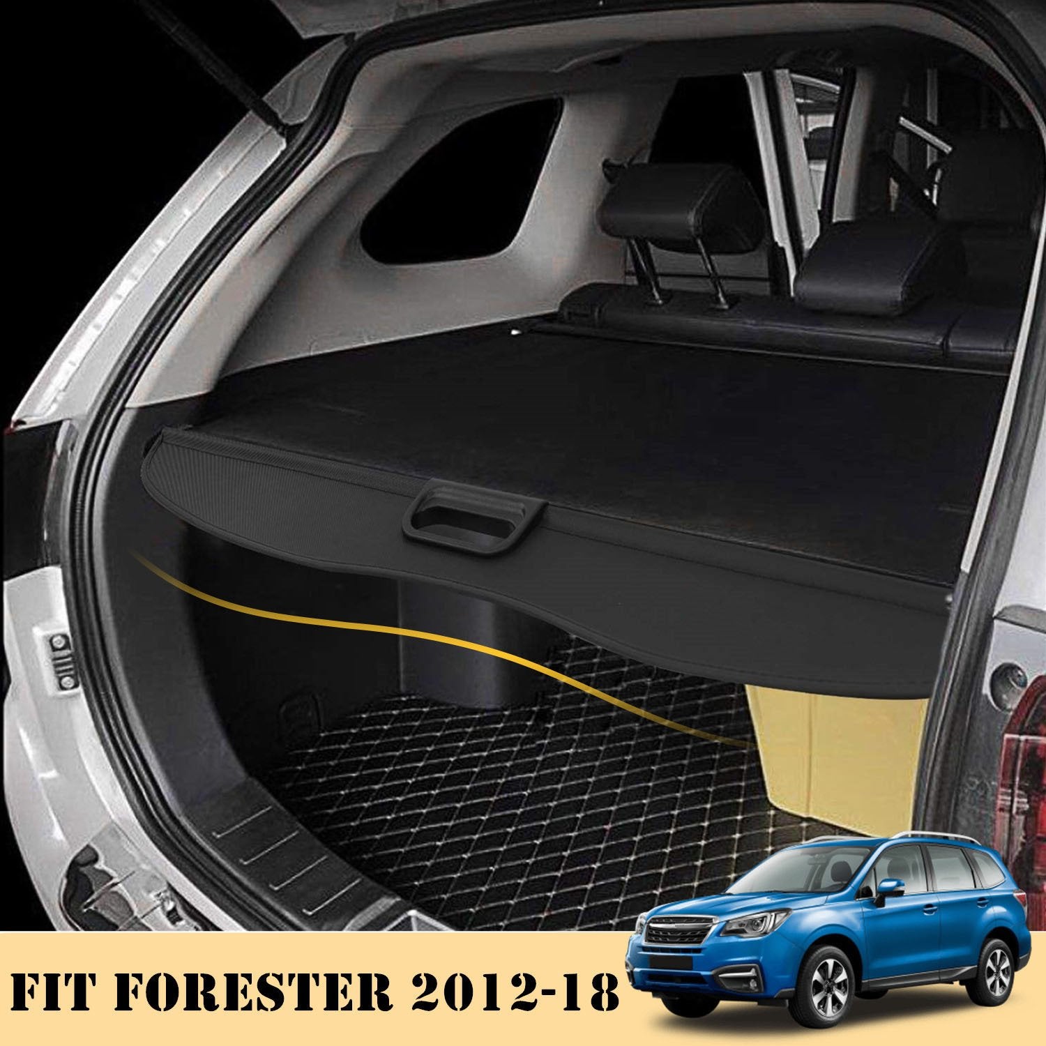 Retractable Cargo Cover For Subaru Forester 2012-2018 with Power Tailgate - 0