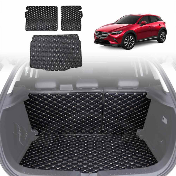 Premium Boot Liner Set For Mazda CX-3 CX3 2015-2024 PU Leather