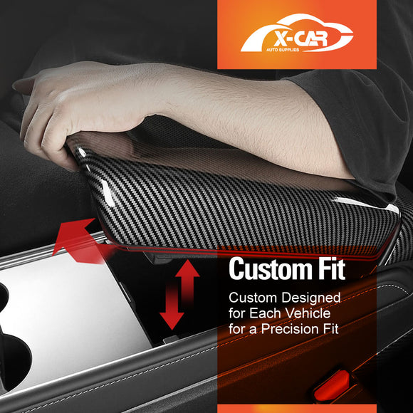 Tesla Model Y / Model 3 Armrest Pad & Rear AC Vent Covers Carbon Fiber Style
