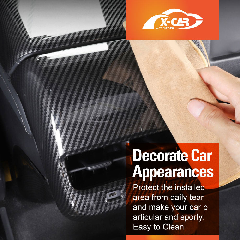 Tesla Model Y / Model 3 Armrest Pad & Rear AC Vent Covers Carbon Fiber Style