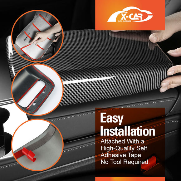 Tesla Model Y / Model 3 Armrest Pad & Rear AC Vent Covers Carbon Fiber Style