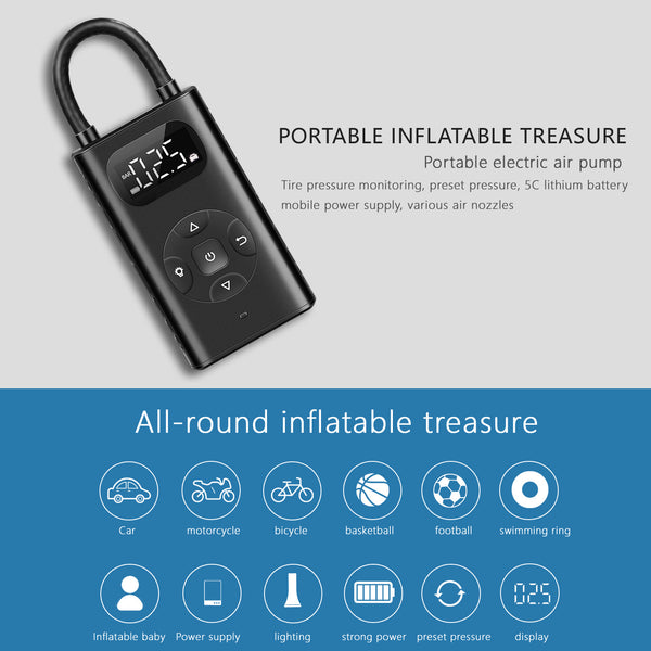 Portable Air Pump with Digital Pressure Gauge Rechargeable
