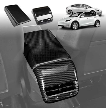 Tesla Model Y / Model 3 Armrest Pad & Rear AC Vent Covers Carbon Fiber Style