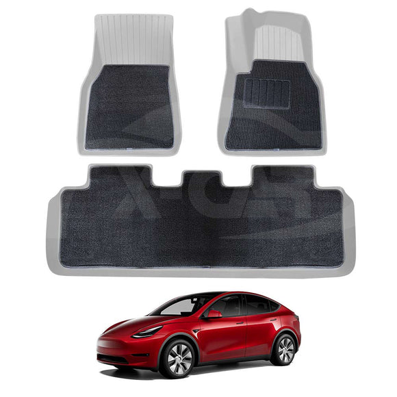 3D Floor Mats For Tesla Model Y 2021-2025 All-Weather Heavy Duty Car Liners
