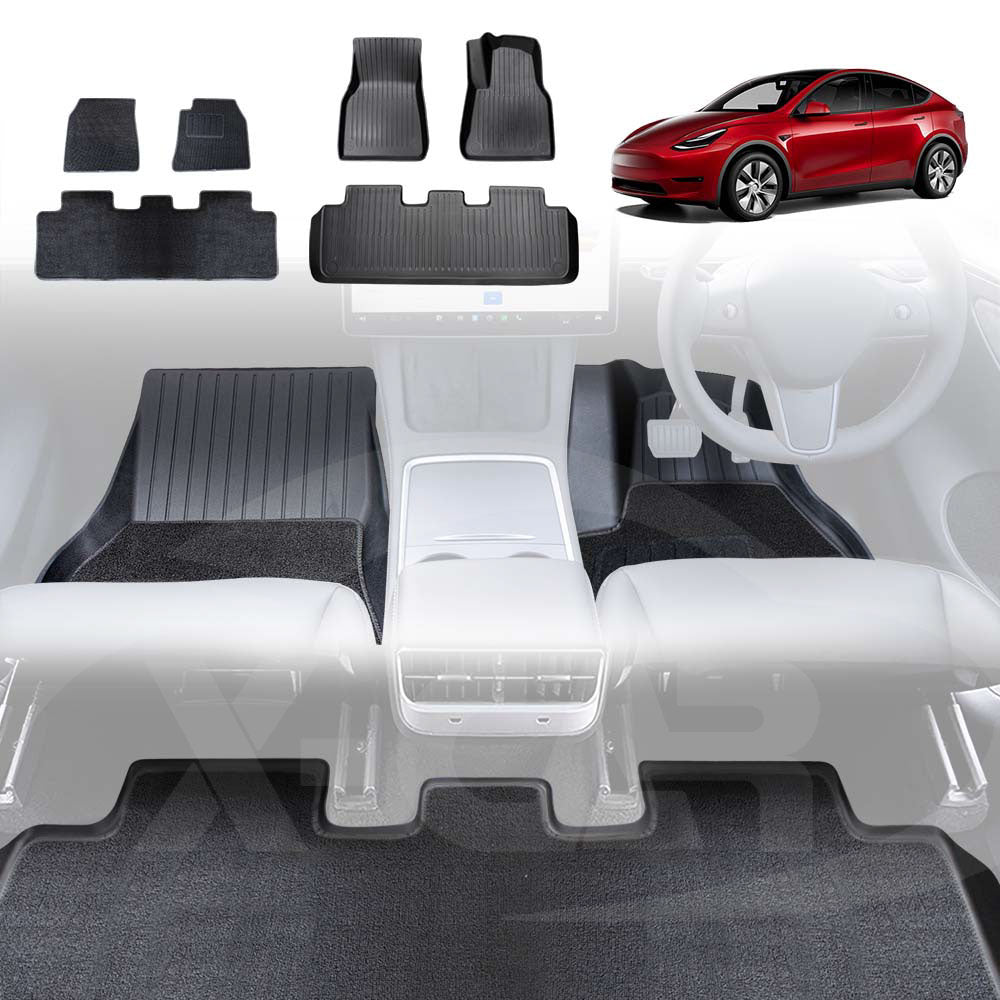 3D Floor Mats For Tesla Model Y 2021-2025 All-Weather Heavy Duty Car Liners