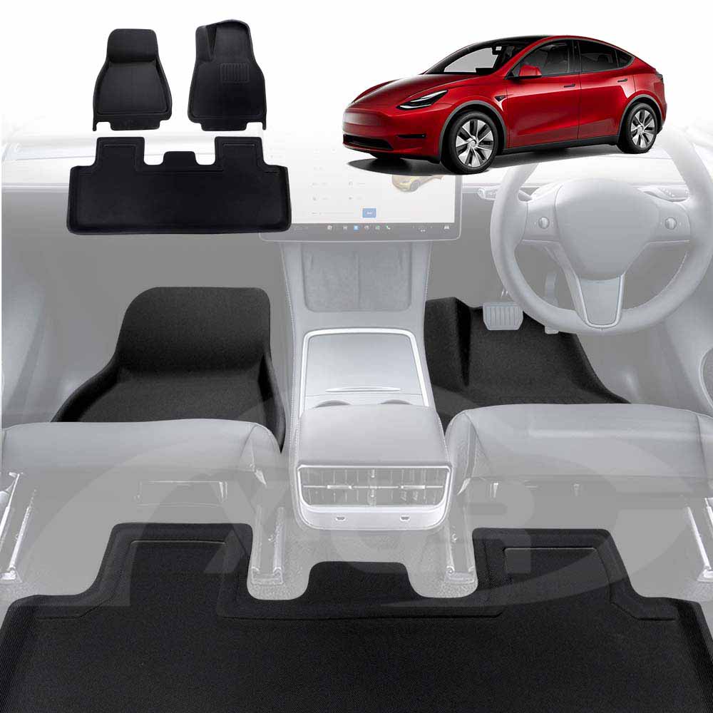 3D Floor Mats For Tesla Model Y 2021-2025 All-Weather Heavy Duty Car Liners