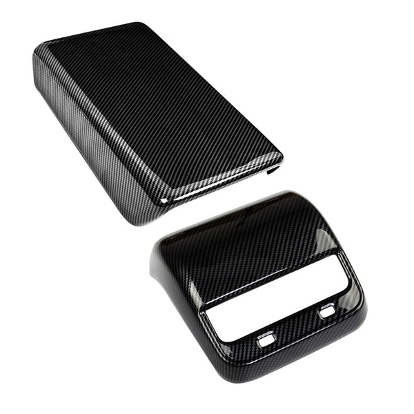 Tesla Model Y / Model 3 Armrest Pad & Rear AC Vent Covers Carbon Fiber Style