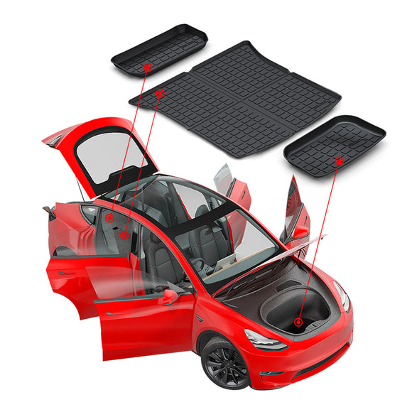Tesla Model Y Interior Liners Set 3D All-Weather Cargo Mats 2022-2025