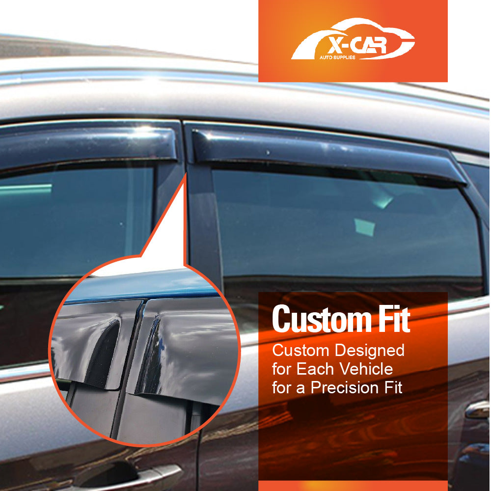 Smoked Door Visor Set – Rain Vent Deflectors For Hyundai Tucson 2011-2015 (4pc Kit)