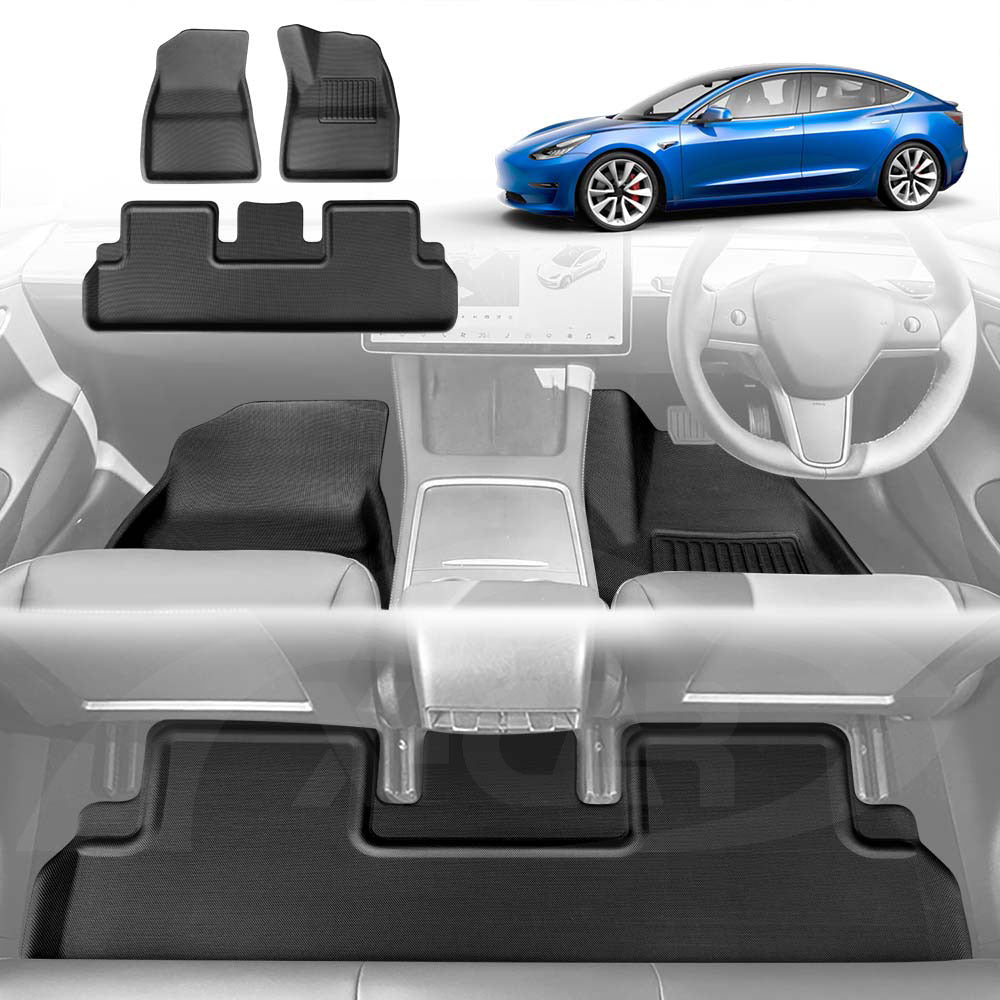 3D Floor Mats For Tesla Model 3 2017-2023 All-Weather Car Liners