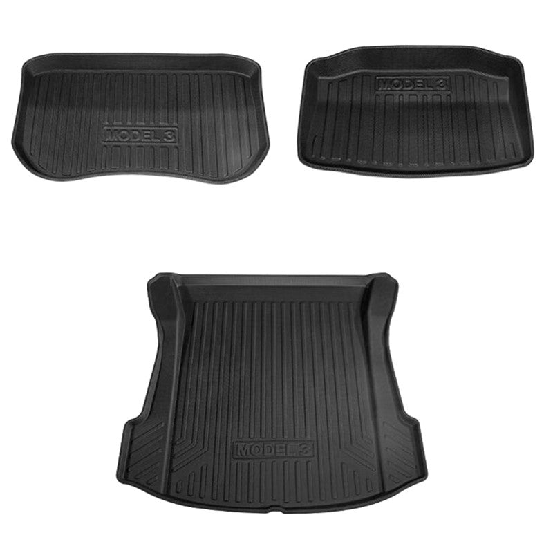Tesla Model 3 Interior Liners Set 2019-2023 All-Weather Cargo Trunk Mats