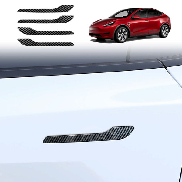 Carbon Fibre Style Door Handle Cover For Tesla Model Y / Model 3 2017-2023