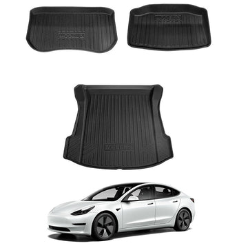 Tesla Model 3 Interior Liners Set 2019-2023 All-Weather Cargo Trunk Mats - 0