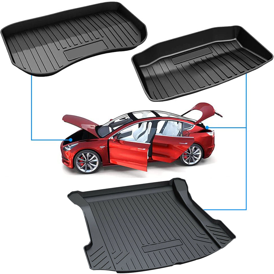 Tesla Model 3 Interior Liners Set 2019-2023 All-Weather Cargo Trunk Mats